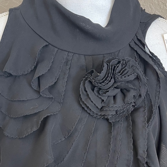 Chic Black Ruffled Mini Dress - Picture 4 of 6